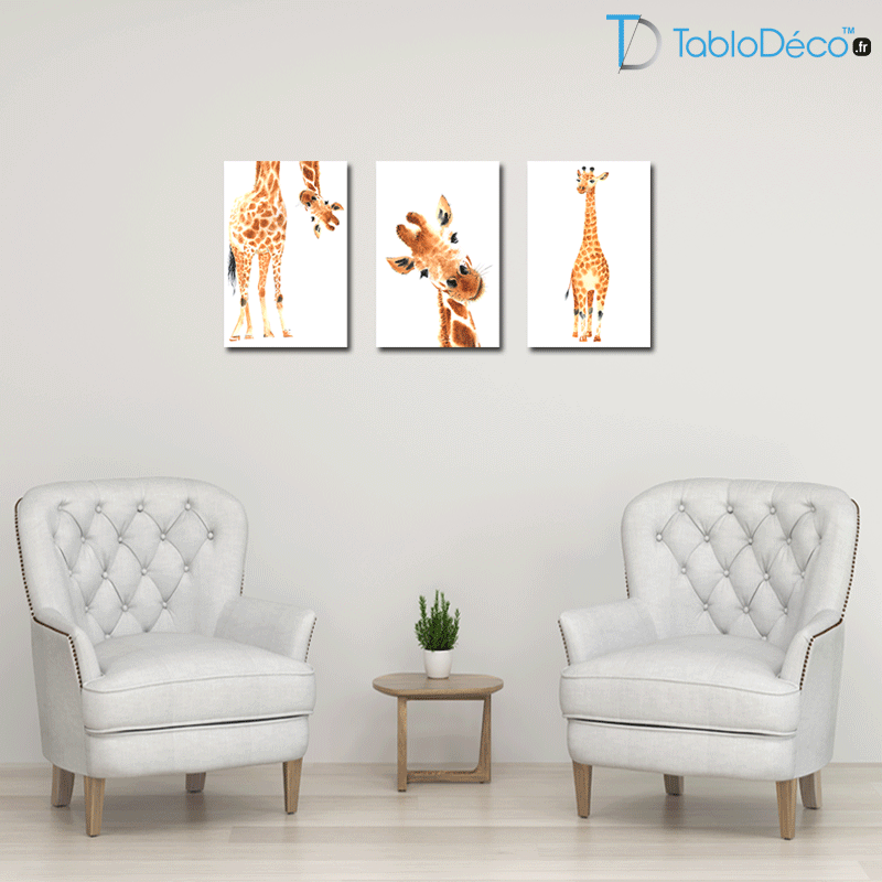 Guide des tailles du Tableau Triptyque Girafe