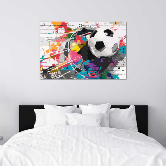 Peinture sur toile par numéros d'un Ballon de Foot Street Art - TabloDéco.fr