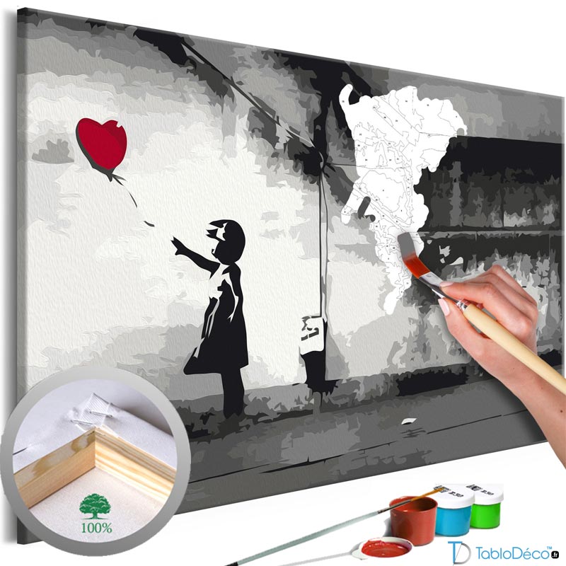 achat d'une Toile à peindre de "La Petite Fille au Ballon" de Banksy - TablODéco.fr