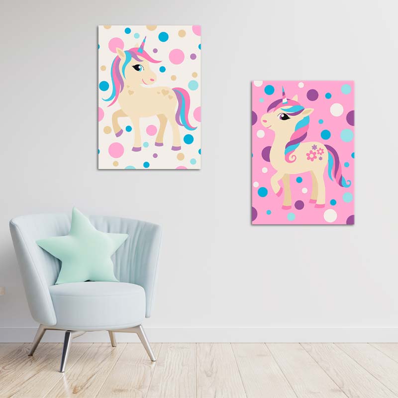 Peinture par numéros Licornes Roses et Blanches - TabloDéco.fr