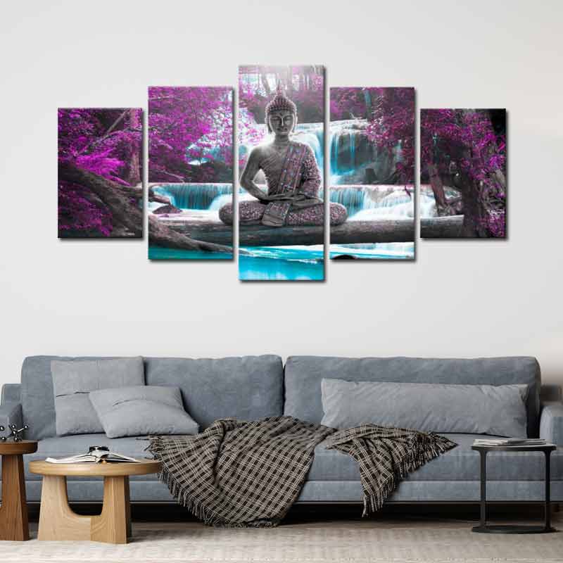 Tableau Décoratif en 5 panneaux avec Bouddha