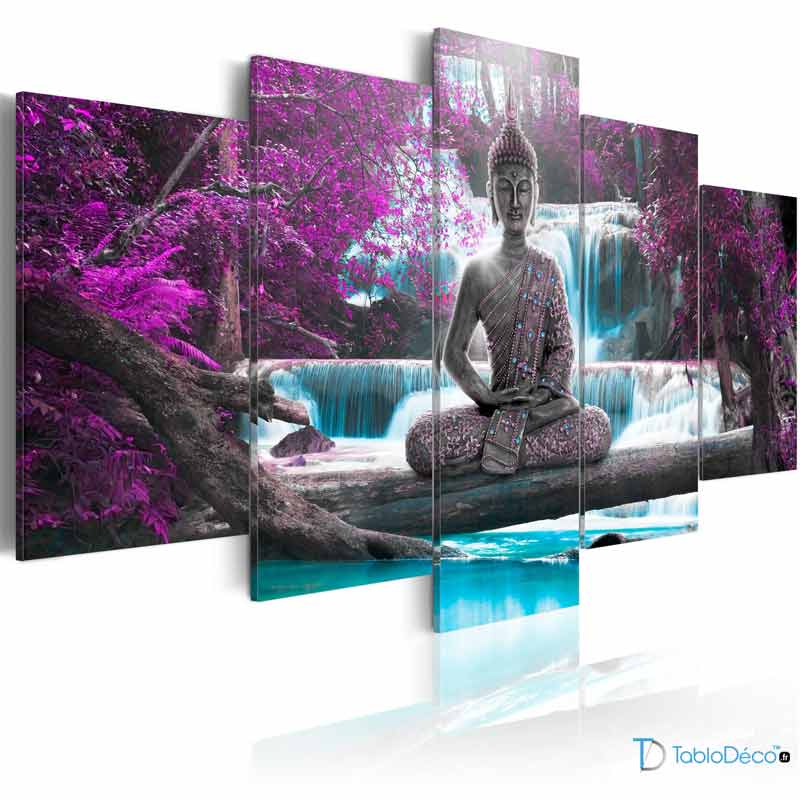 Tableau sur toile en 5 panneaux de Bouddha