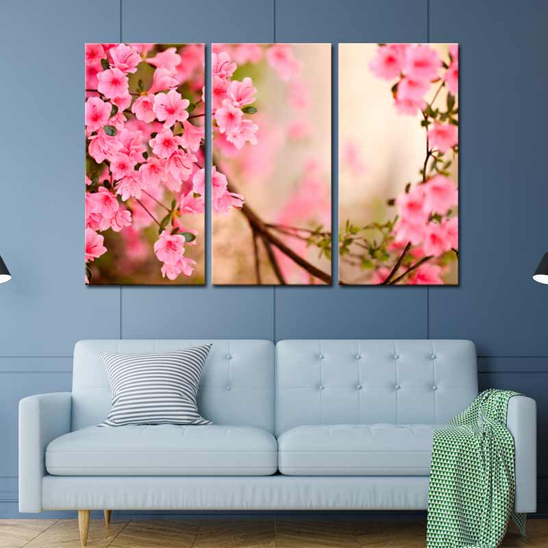 Tableau Arbre en Fleur en 3 panneaux