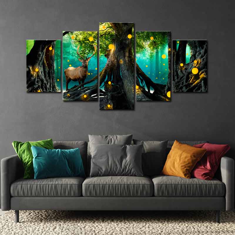 Tableau Mural en 5 panneaux avec un Arbre