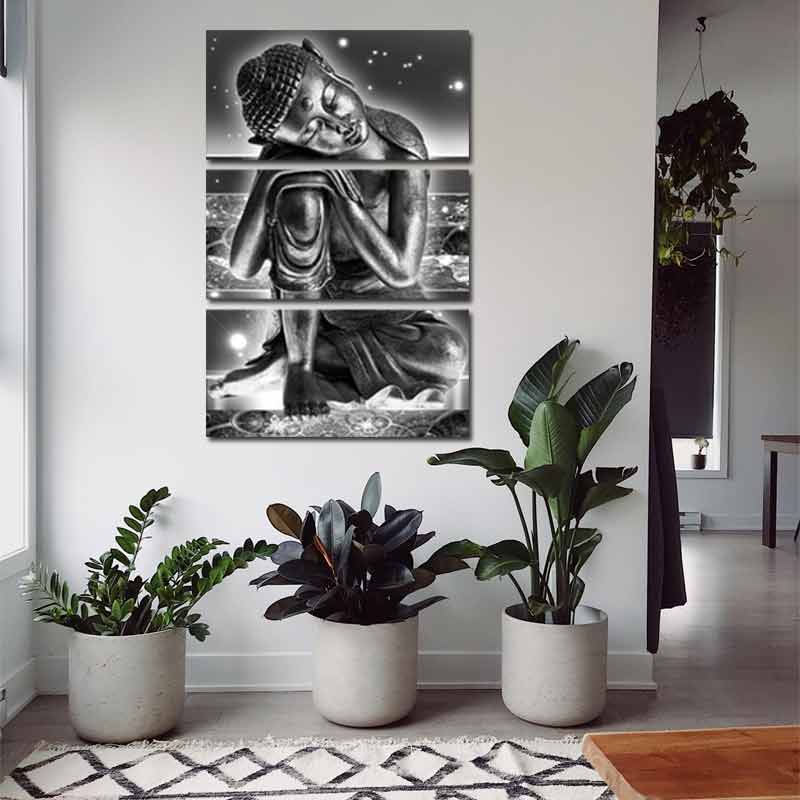 Tableau sur toile Bouddha Argenté