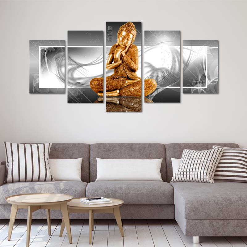 Toile décorative d'un Bouddha en Or - TabloDéco.fr