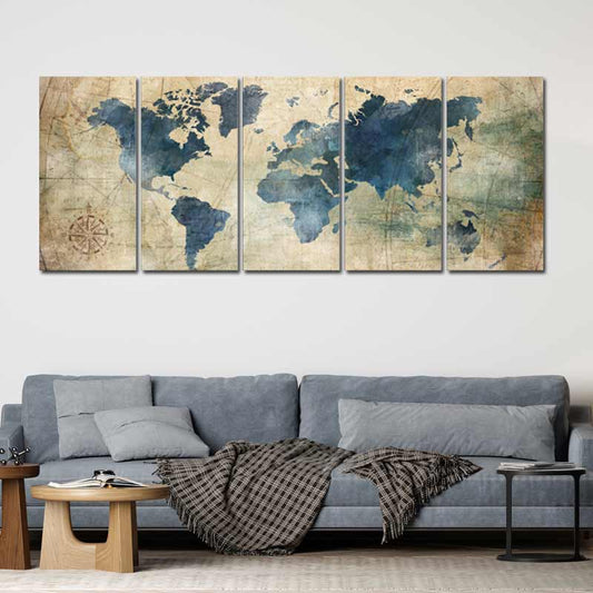 Tableau sur toile Carte du Monde Ancienne