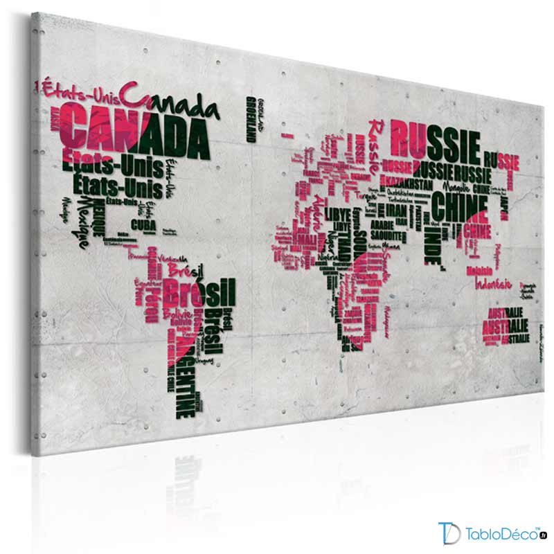 Tableau Carte du Monde Avec Pays