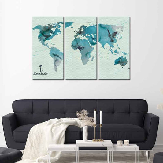Tableau Mappemonde Bleu Canard
