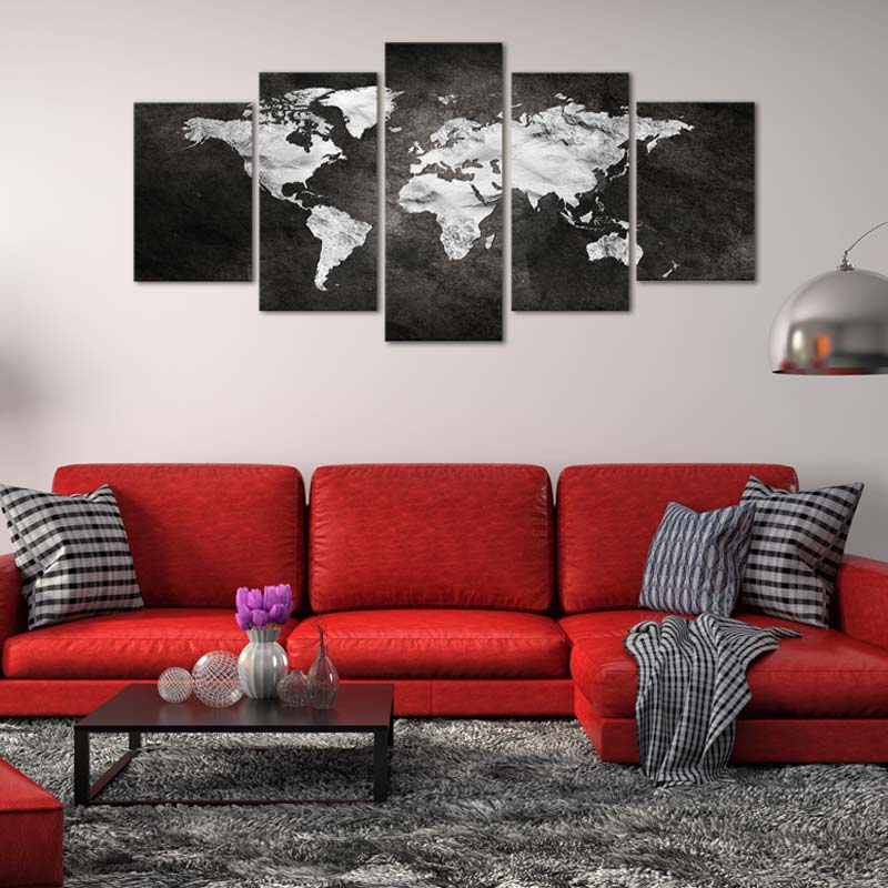 Tableau Carte du Monde Noir et Blanc