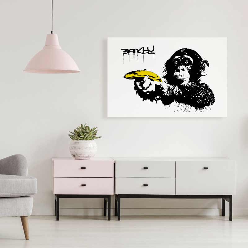 Tableau décoratif sur toile du Chimpanzé à la Banane de Banksy