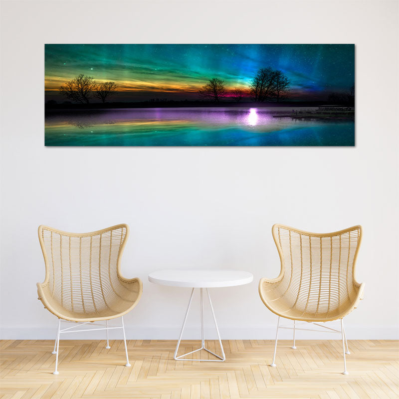 Tableau Déco Panoramique d'une Aurore Boréale Colorée - TabloDéco.fr