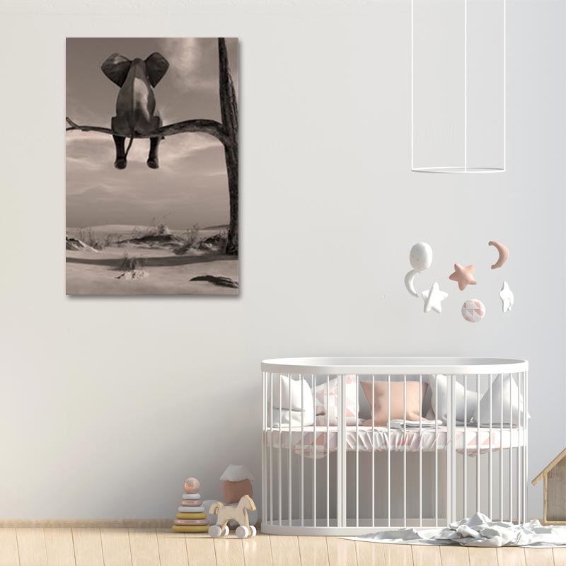 Tableau sur toile d'un Éléphant de Dos