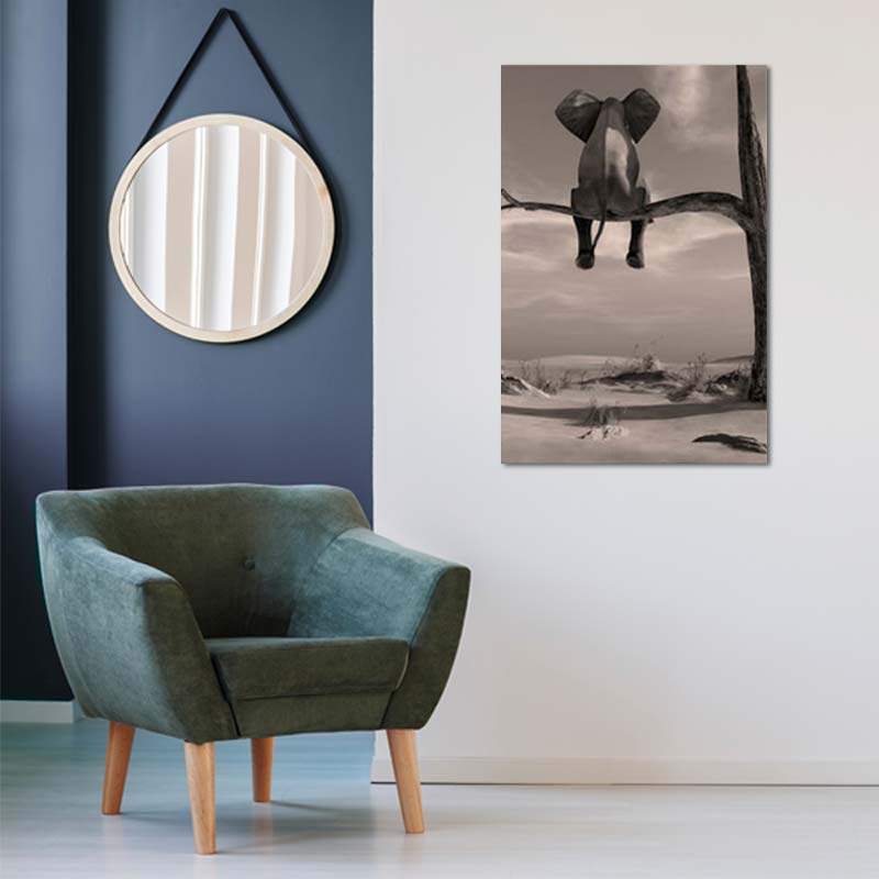 Tableau de décoration murale avec un Éléphant de Dos - TabloDéco.fr