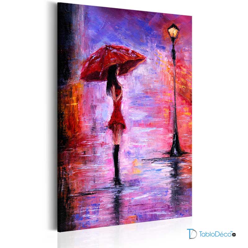 Tableau Femme au Parapluie Rouge