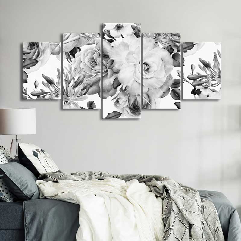 Tableau Décoratif Fleur Noir et Blanc