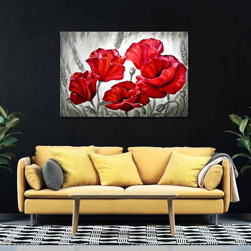 Tableau décoratif avec Fleur Pavot Rouge