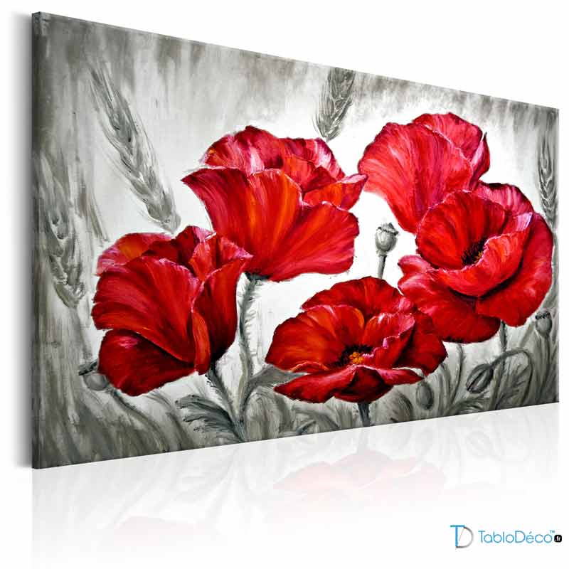 Tableau sur toile Fleur Pavot Rouge