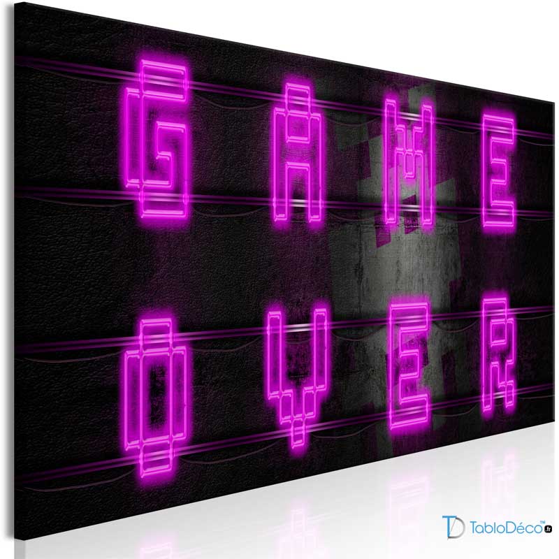 Tableau Game Over Néon format Panoramique - TabloDéco.fr