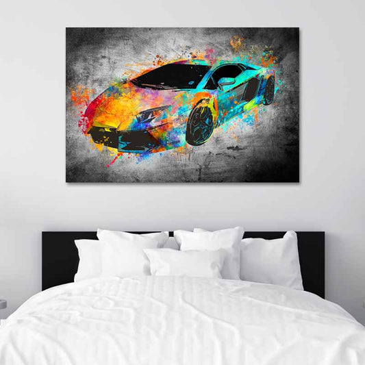 Tableau sur toile d'une Lamborghini façon Street Art