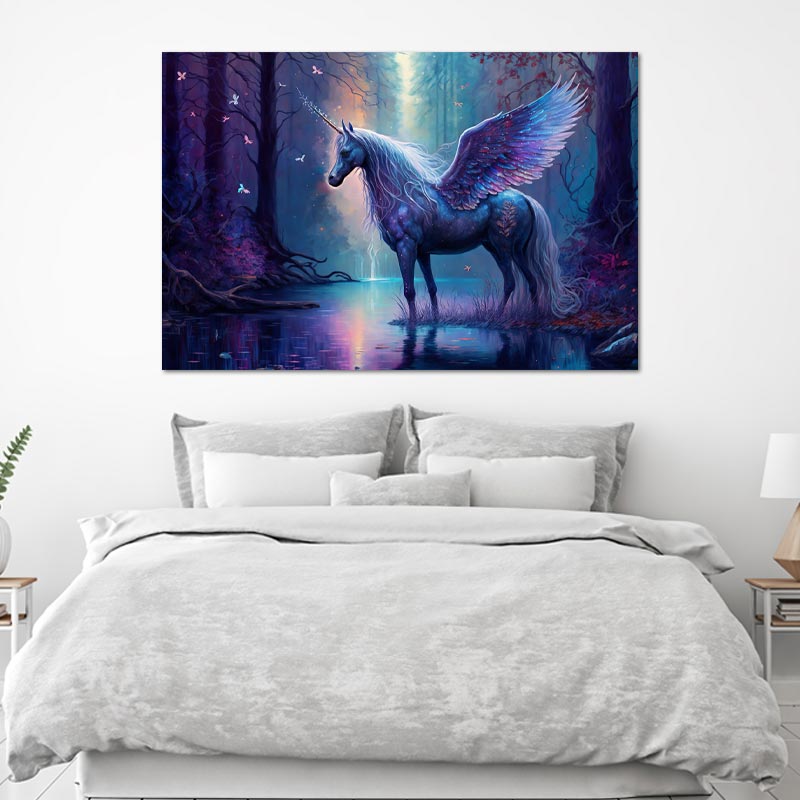 Tableau de décoration avec une Licorne pour la chambre d'une fille - TabloDéco.fr