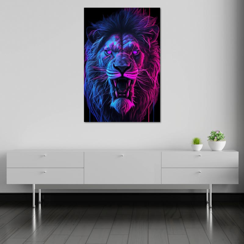 Tableau déco sur toile d'un Lion en 3D - TabloDéco.fr