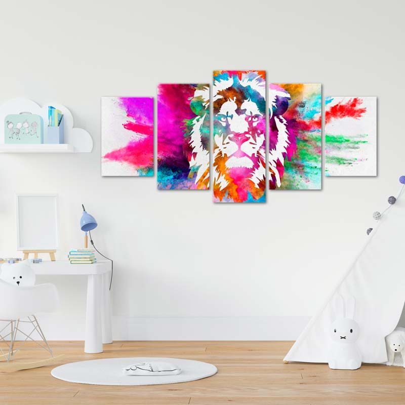 Toile de décoration d'un Lion 5 parties - TabloDéco.fr
