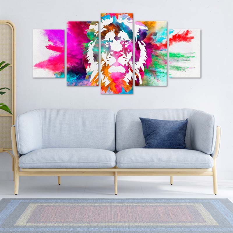 Tableau en 5 parties d'un Lion - TabloDéco.fr