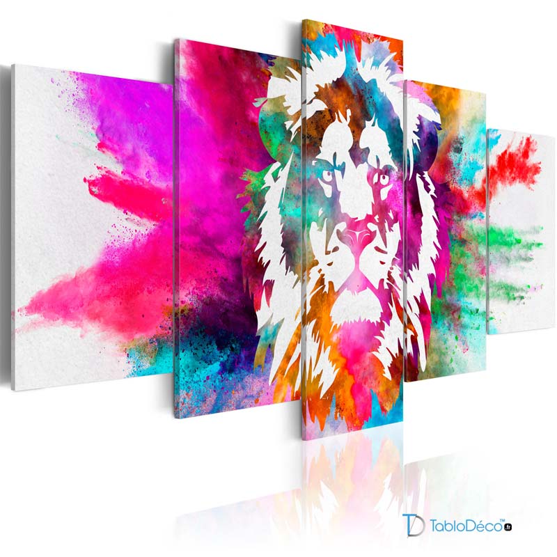 Acheter un Tableau d'un Lion en 5 parties - TabloDéco.fr