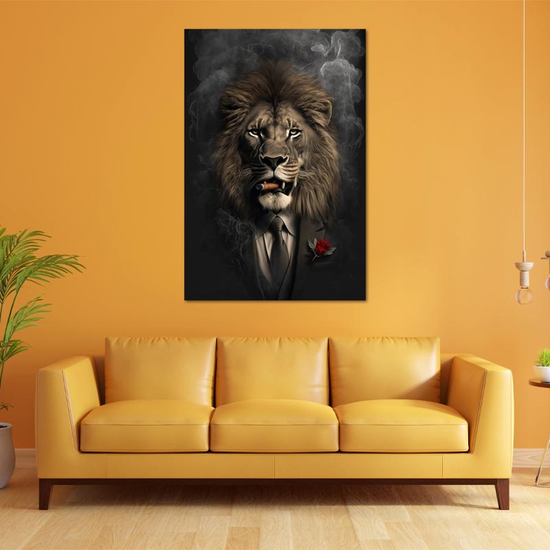 Toile imprimée avec Lion Fumeur - TabloDéco.fr