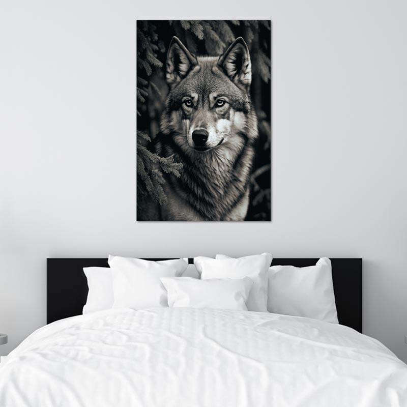 Tableau Loup noir et blanc - TabloDéco.fr