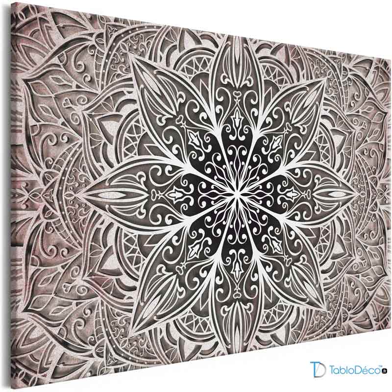 Tableau Mural Décoratif - Impression Sur Toile Intissée Motif Mandala - Réf. F-A-0515-b-n