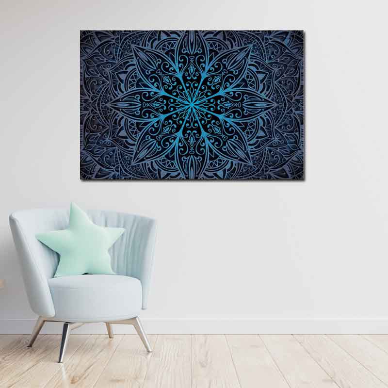 Tableau sur toile d'un Mandala Bleu