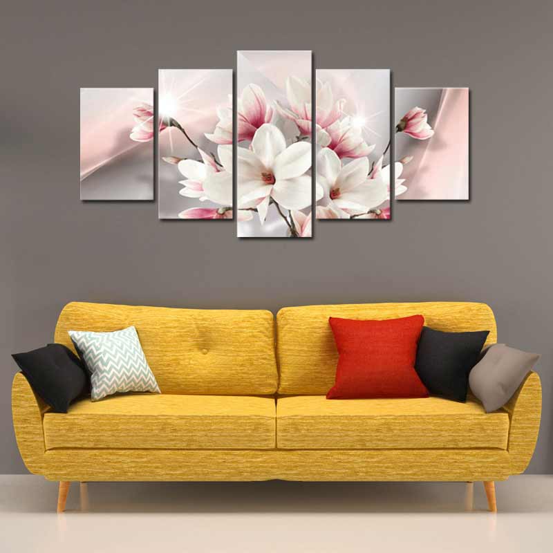 Tableau en 5 panneaux au motif Floral