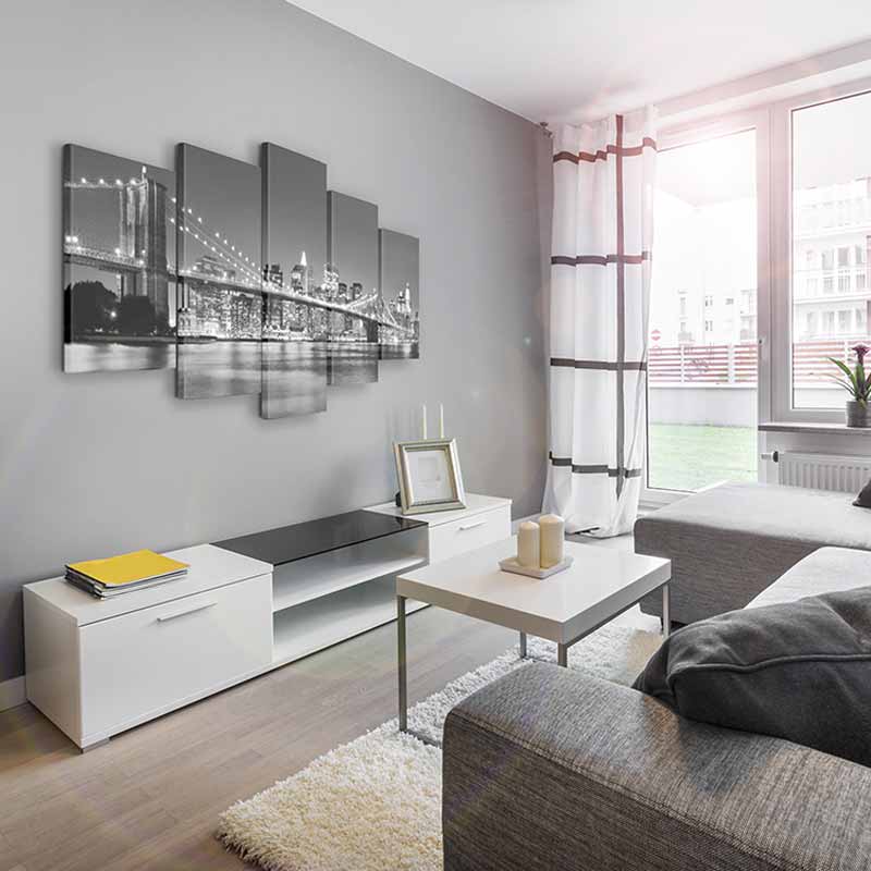 Tableau Noir et Blanc de New York dans un salon
