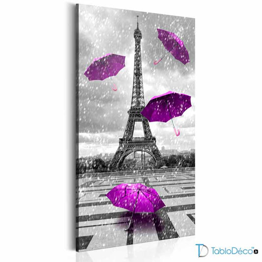 Acheter un Tableau de Paris avec des Parapluies Violets - TabloDéco.fr