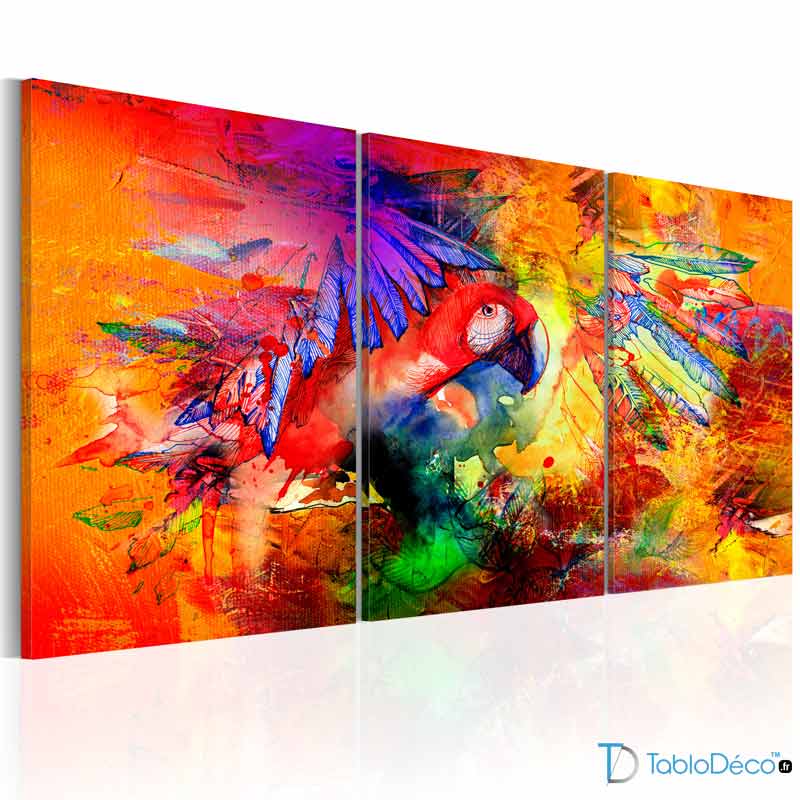 Tableau Décoratif de Perroquet Multicolore - TabloDéco.fr