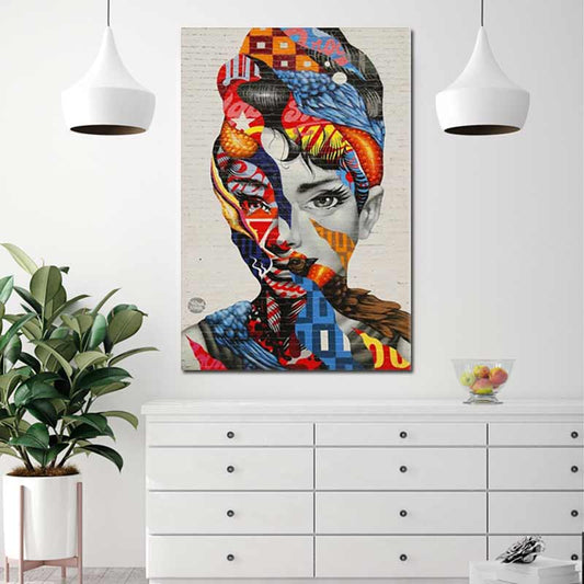 Tableau Street Art Visage Femme