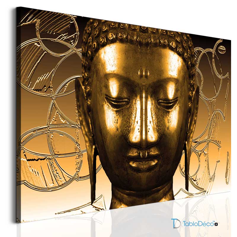 Acheter un Tableau Tête de Bouddha Doré - TabloDéco.fr