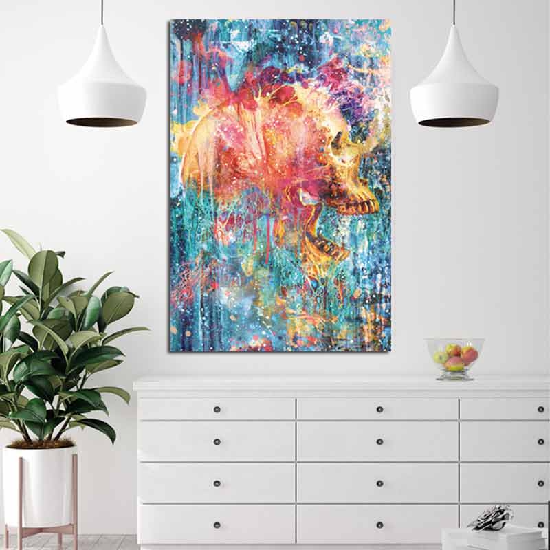 Tableau Tête de Mort Design et Coloré