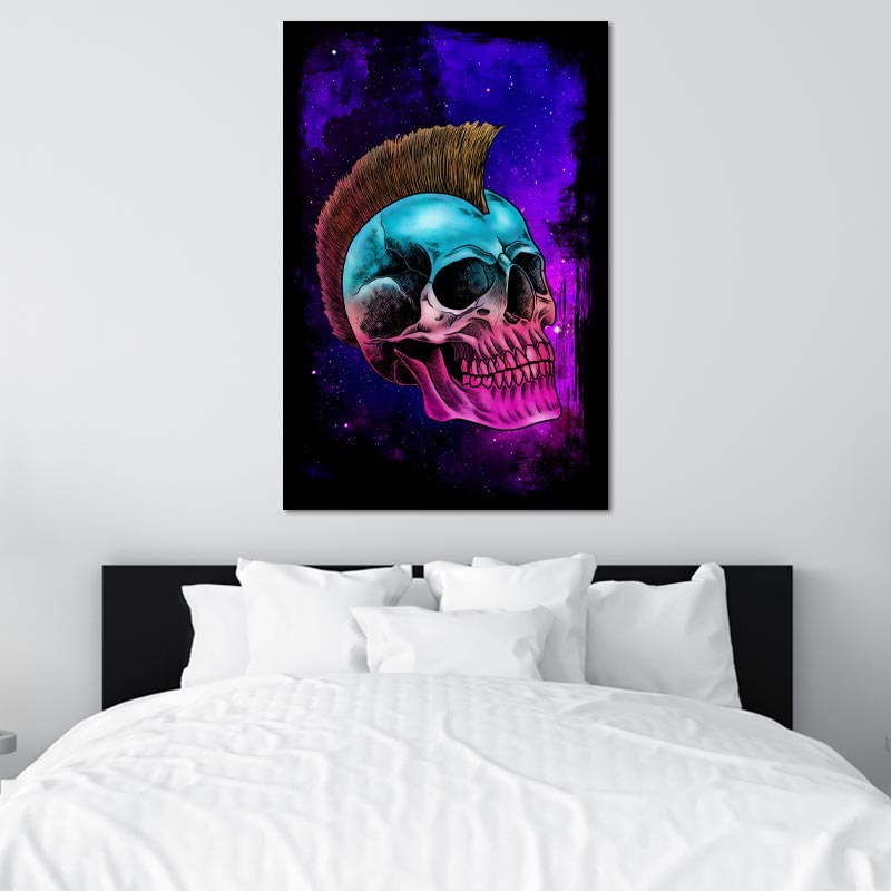 Toile murale d'une Tête de Mort en Couleurs