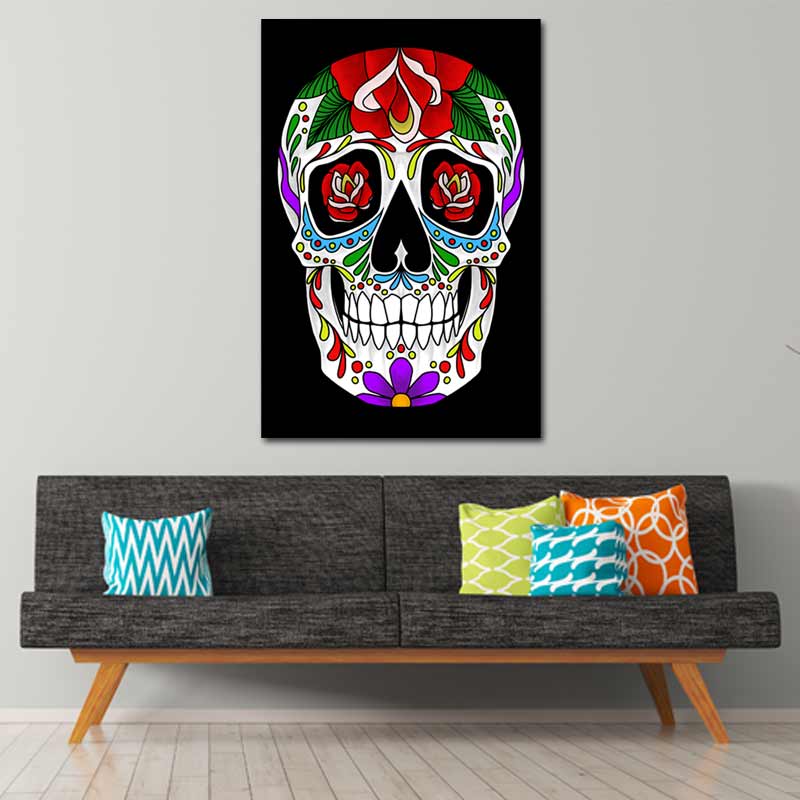 Tableau sur toile d'une Tête de Mort Mexicaine