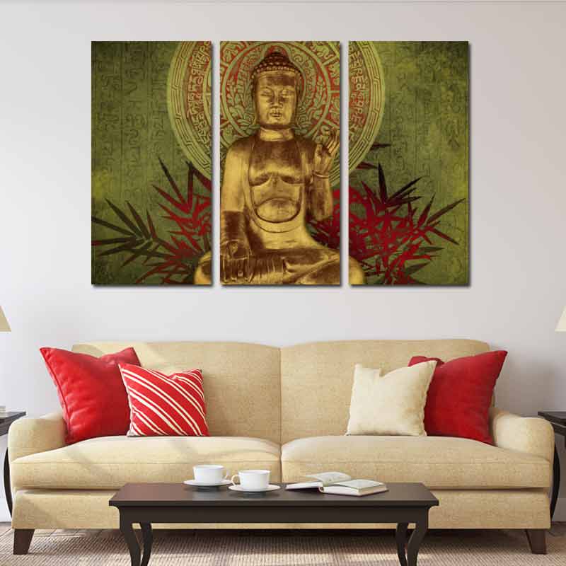 Tableau sur toile en Triptyque de Bouddha
