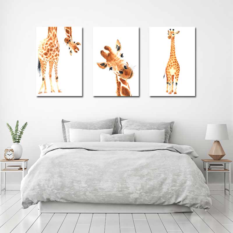 Triptyque décoratif Girafe