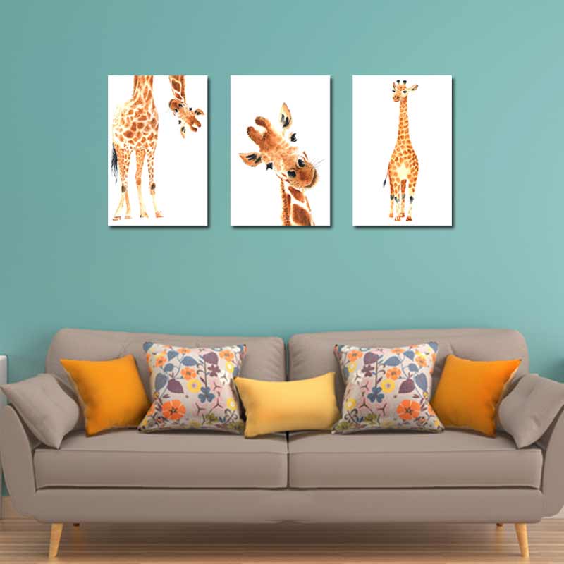 Tableau déco Triptyque Girafe