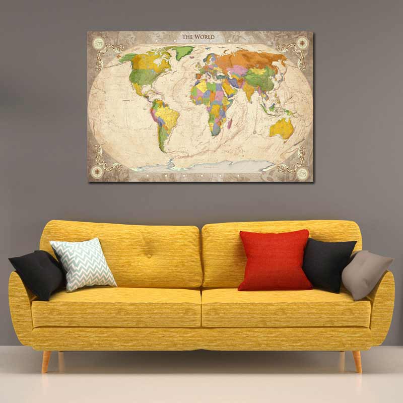Tableau sur toile imprimée vieille Carte du Monde