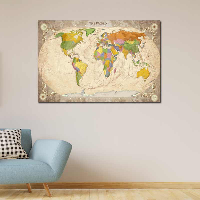 Tableau d'une vieille Carte du Monde avec Ornements