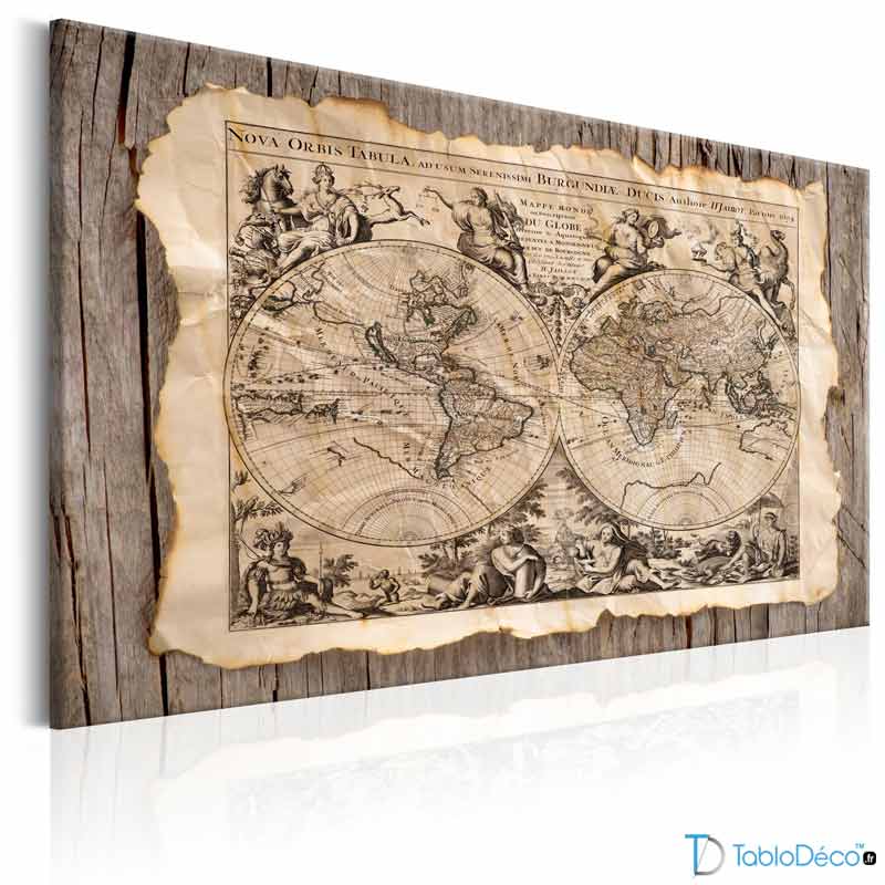 acheter une Toile Décorative Carte du Monde Vintage - TabloDéco.fr