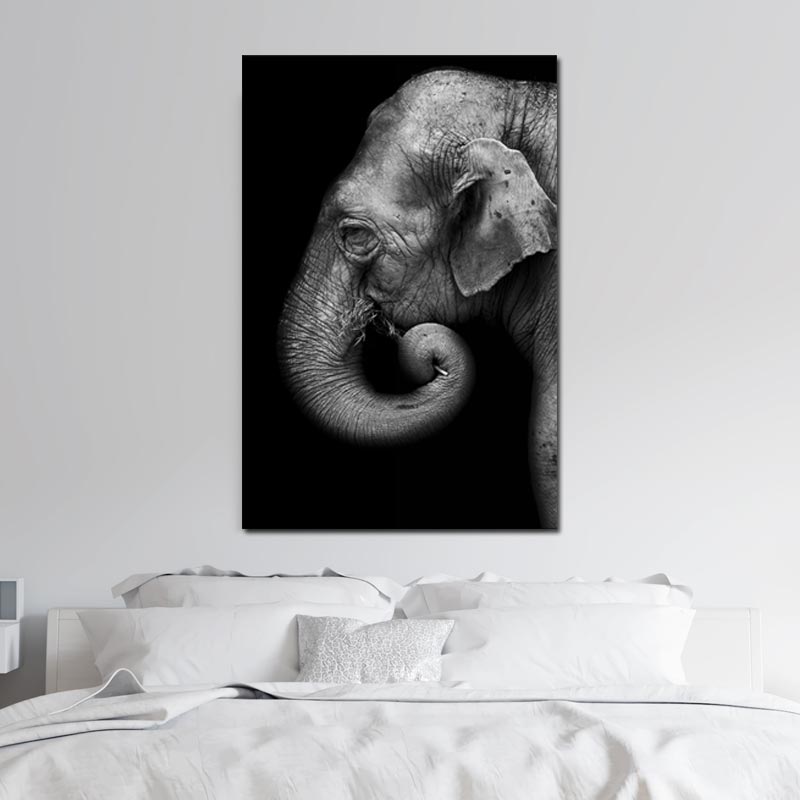 Toile Éléphant Noir et Blanc
