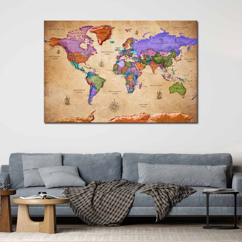 Toile Murale Carte du Monde